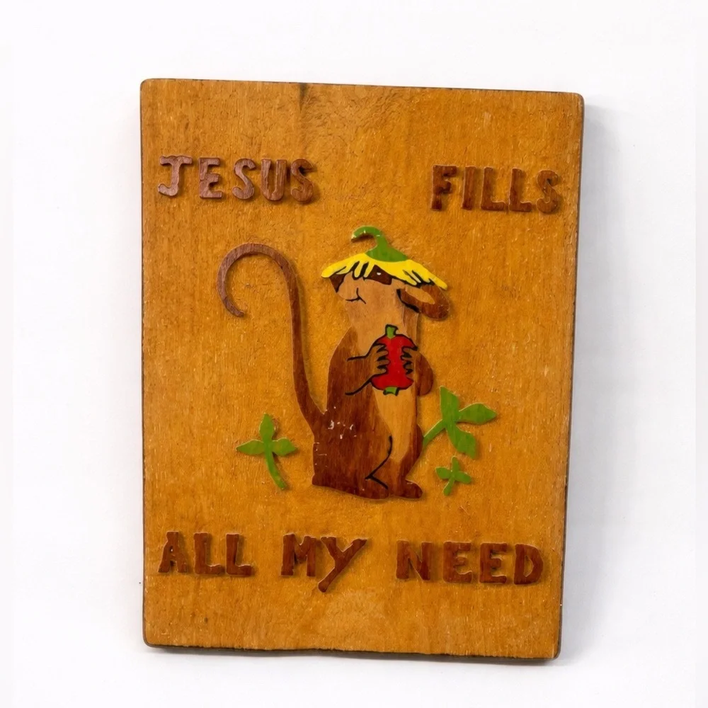 Vintage Hand Carved Wood Jesus fills all my 0446 need Home Decor